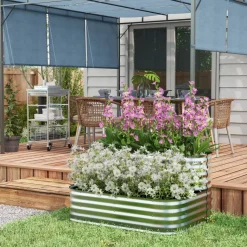 Outsunny Hochbeet silber Metall B/H/L: ca. 90x30x120 cm