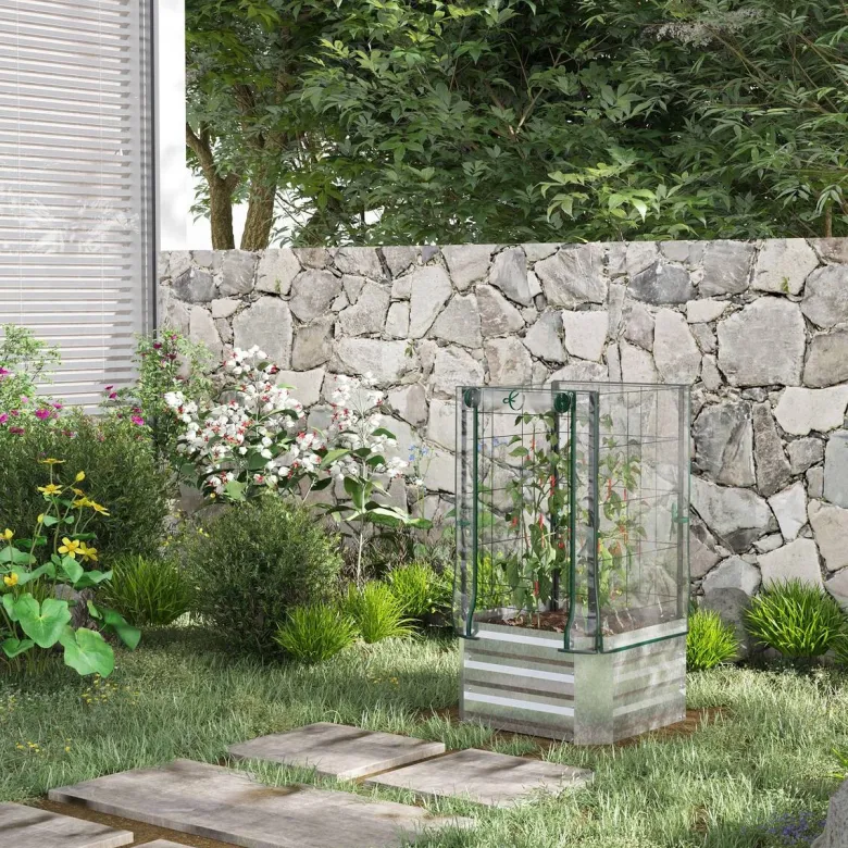 Outsunny Hochbeet silber Stahl B/H/L: ca. 53x90x53 cm