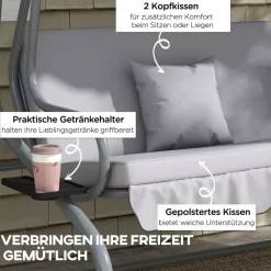 Outsunny Hollywoodschaukel hellgrau Polyester-Mischgewebe B/H/L: ca. 120x164x200 cm
