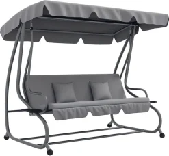 Outsunny Hollywoodschaukel hellgrau Polyester-Mischgewebe B/H/L: ca. 120x164x200 cm