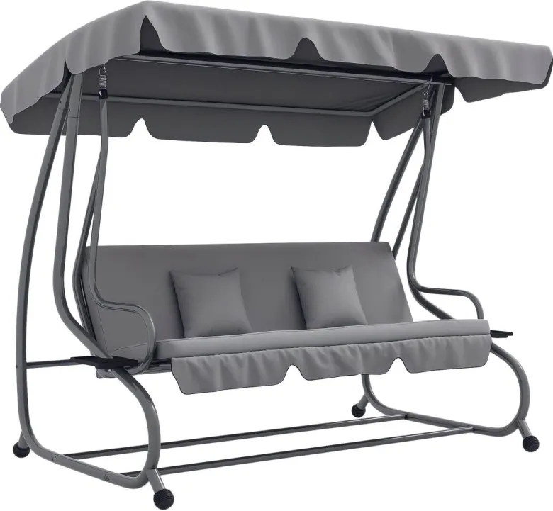Outsunny Hollywoodschaukel hellgrau Polyester-Mischgewebe B/H/L: ca. 120x164x200 cm