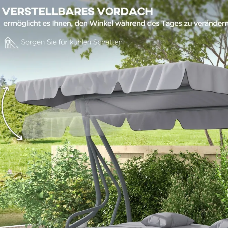 Outsunny Hollywoodschaukel hellgrau Polyester-Mischgewebe B/H/L: ca. 120x164x200 cm