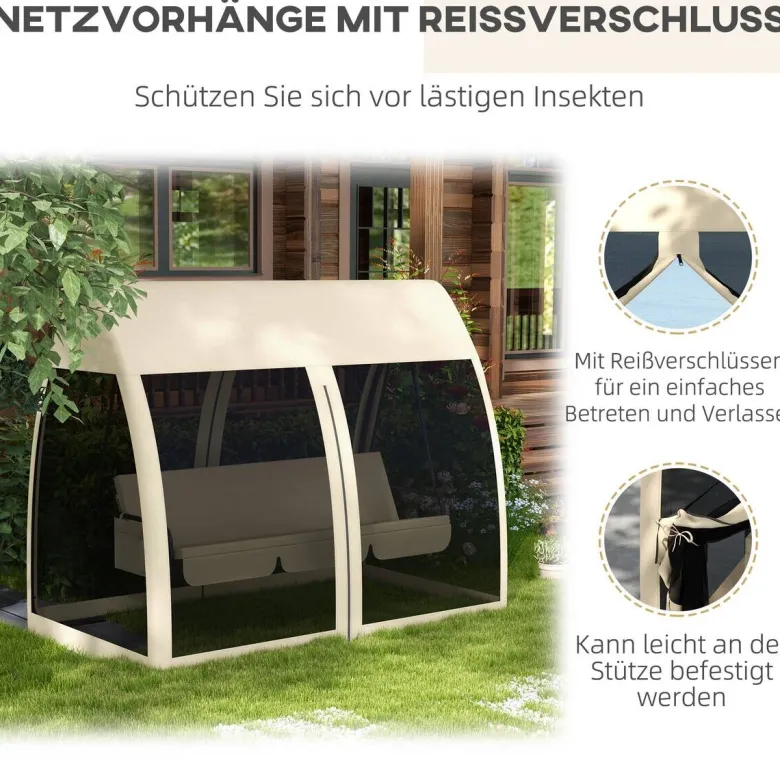 Outsunny Hollywoodschaukel kaffee Metall B/H/L: ca. 140x197x240 cm