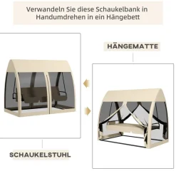 Outsunny Hollywoodschaukel kaffee Metall B/H/L: ca. 140x197x240 cm