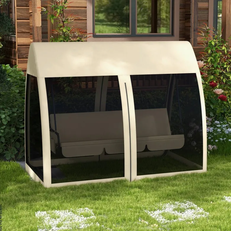 Outsunny Hollywoodschaukel kaffee Metall B/H/L: ca. 140x197x240 cm