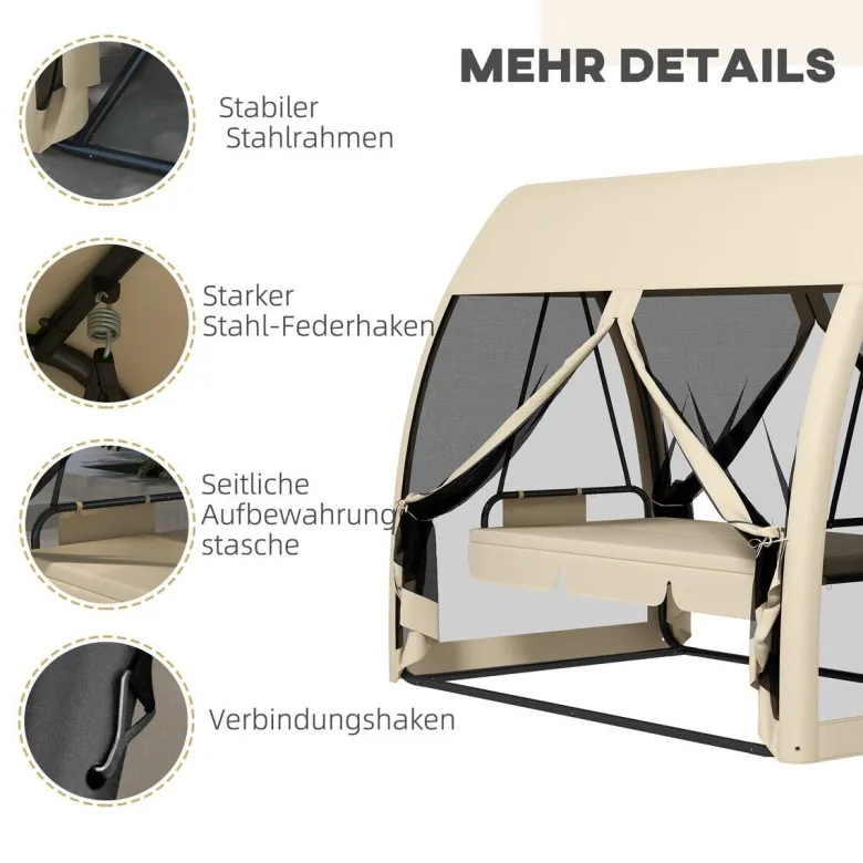 Outsunny Hollywoodschaukel kaffee Metall B/H/L: ca. 140x197x240 cm