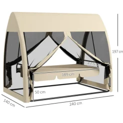 Outsunny Hollywoodschaukel kaffee Metall B/H/L: ca. 140x197x240 cm