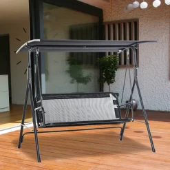Outsunny Hollywoodschaukel schwarz Metall B/H/L: ca. 110x155x172 cm
