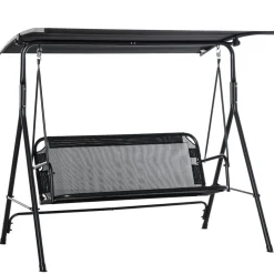 Outsunny Hollywoodschaukel schwarz Metall B/H/L: ca. 110x155x172 cm