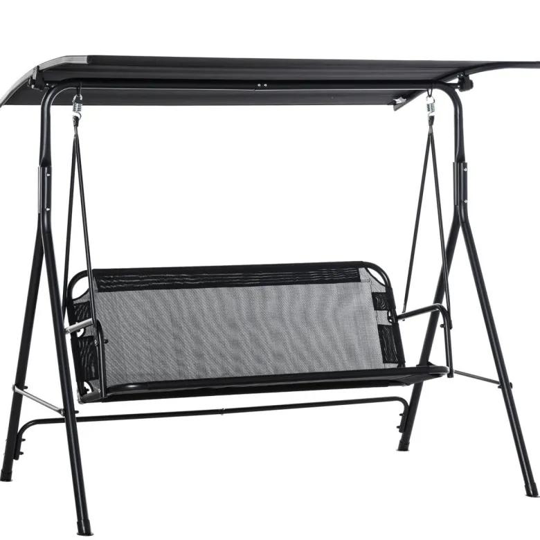 Outsunny Hollywoodschaukel schwarz Metall B/H/L: ca. 110x155x172 cm