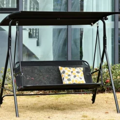 Outsunny Hollywoodschaukel schwarz Metall B/H/L: ca. 110x155x172 cm