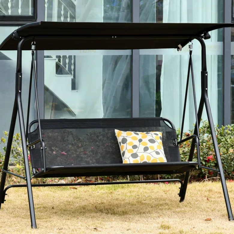 Outsunny Hollywoodschaukel schwarz Metall B/H/L: ca. 110x155x172 cm
