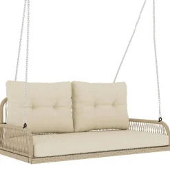 Outsunny Hollywoodschaukel natur Rattan B/H/L: ca. 66x44x115 cm