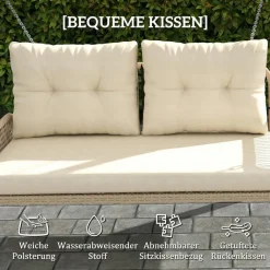 Outsunny Hollywoodschaukel natur Rattan B/H/L: ca. 66x44x115 cm