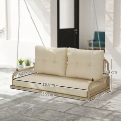 Outsunny Hollywoodschaukel natur Rattan B/H/L: ca. 66x44x115 cm