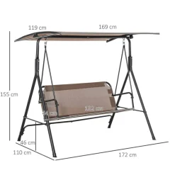 Outsunny Hollywoodschaukel braun Metall B/H/L: ca. 110x155x172 cm