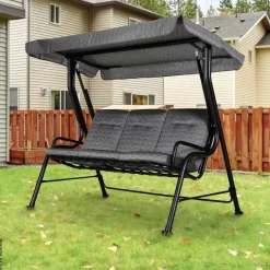 Outsunny Hollywoodschaukel schwarz Stahl B/H/T: ca. 200x170x120 cm
