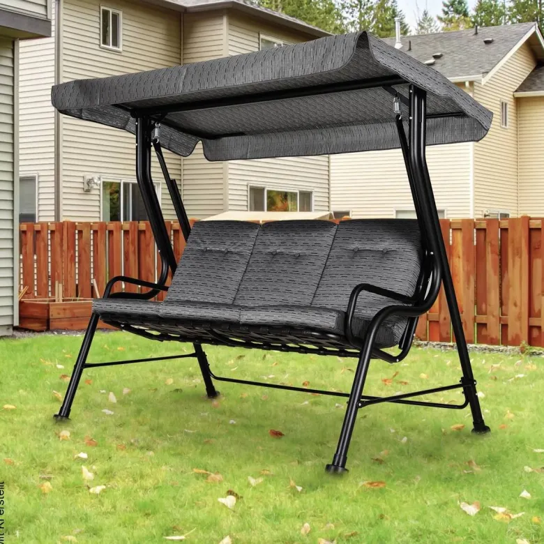 Outsunny Hollywoodschaukel schwarz Stahl B/H/T: ca. 200x170x120 cm