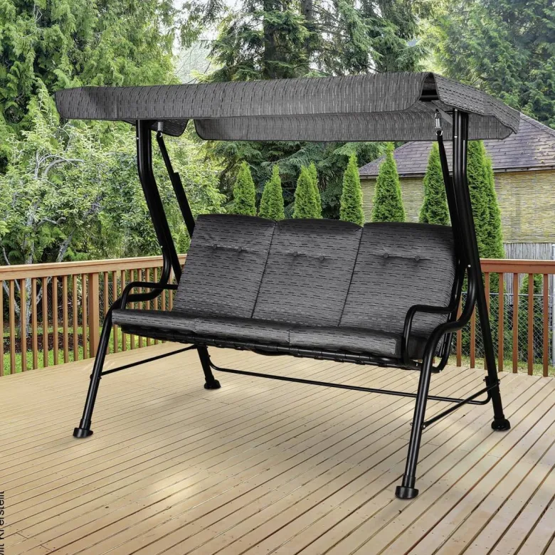 Outsunny Hollywoodschaukel schwarz Stahl B/H/T: ca. 200x170x120 cm