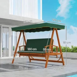 Outsunny Hollywoodschaukel dunkelgrün Polyester B/H/L: ca. 130x181x236 cm
