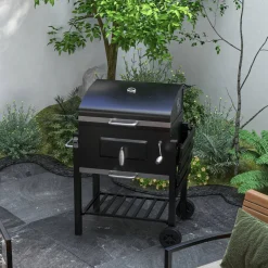 Outsunny Holzkohlegrill Edelstahl B/H/L: ca. 65x108x113 cm