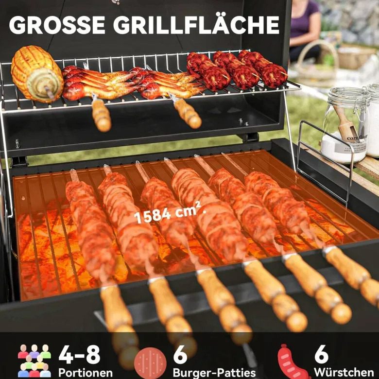 Outsunny Holzkohlegrill Kiefer B/H/L: ca. 58x107x112 cm