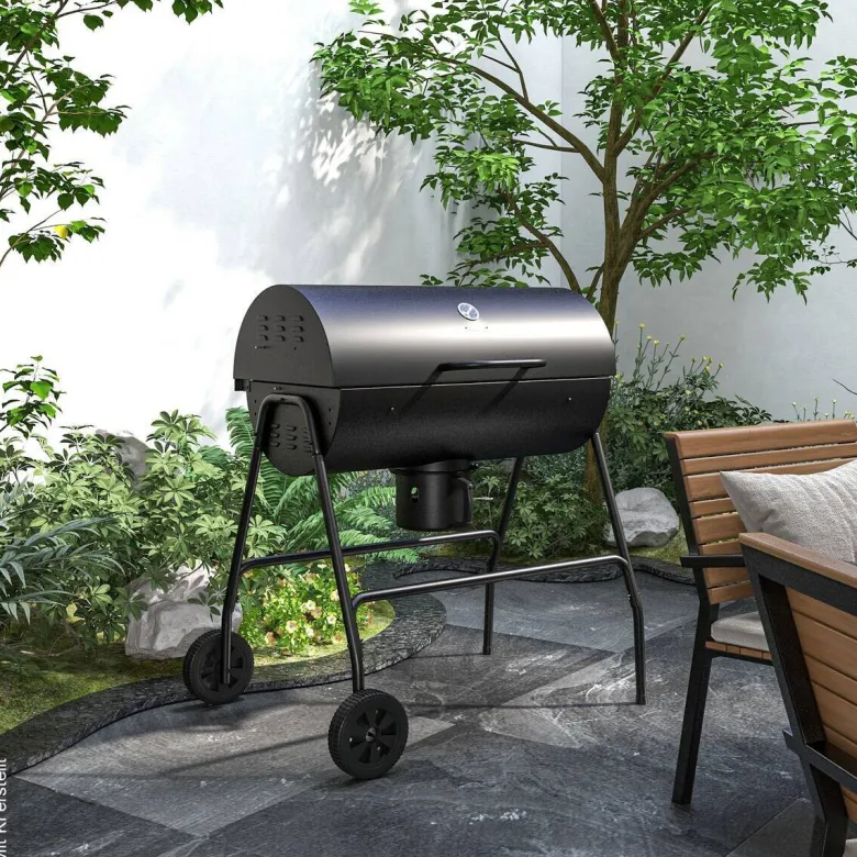 Outsunny Holzkohlegrill Metall B/H/L: ca. 71,5x102x95 cm
