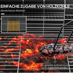 Outsunny Holzkohlegrill Metall B/H/L: ca. 71,5x102x95 cm