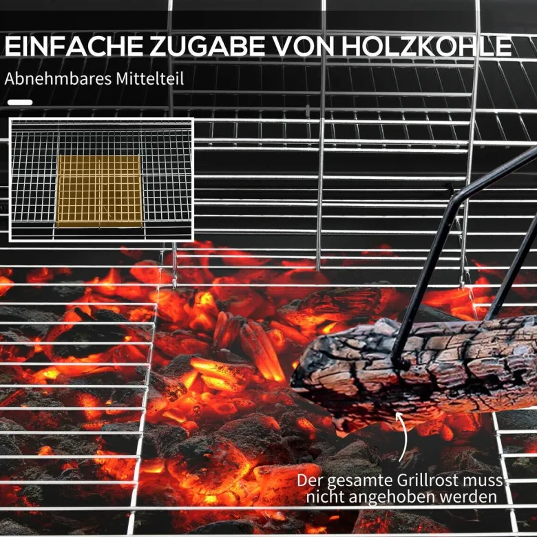 Outsunny Holzkohlegrill Metall B/H/L: ca. 71,5x102x95 cm