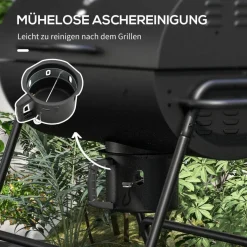 Outsunny Holzkohlegrill Metall B/H/L: ca. 71,5x102x95 cm