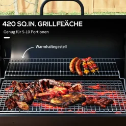 Outsunny Holzkohlegrill Metall B/H/L: ca. 71,5x102x95 cm
