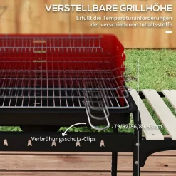 Outsunny Holzkohlegrill Metall B/H/L: ca. 47x95x103 cm