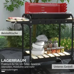 Outsunny Holzkohlegrill Metall B/H/L: ca. 47x95x103 cm