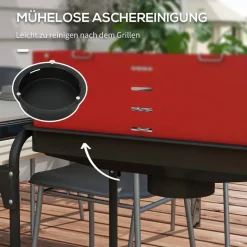 Outsunny Holzkohlegrill Metall B/H/L: ca. 47x95x103 cm