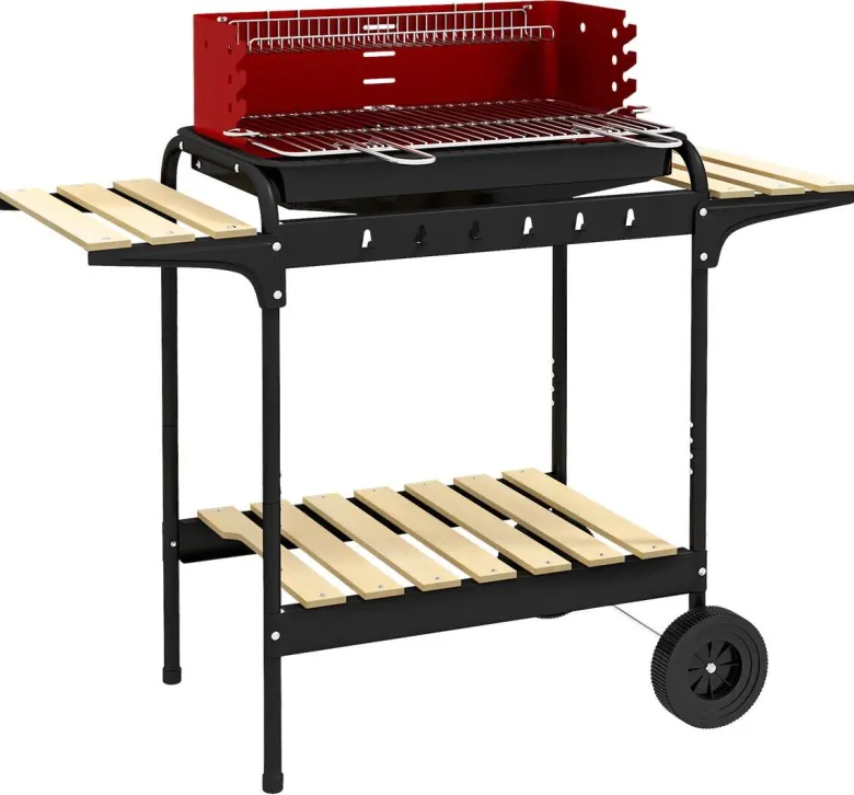 Outsunny Holzkohlegrill Metall B/H/L: ca. 47x95x103 cm