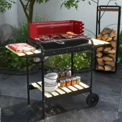 Outsunny Holzkohlegrill Metall B/H/L: ca. 47x95x103 cm