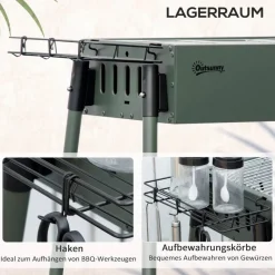 Outsunny Holzkohlegrill Stahl B/H/L: ca. 30x70x77 cm