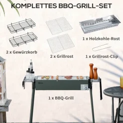 Outsunny Holzkohlegrill Stahl B/H/L: ca. 30x70x77 cm