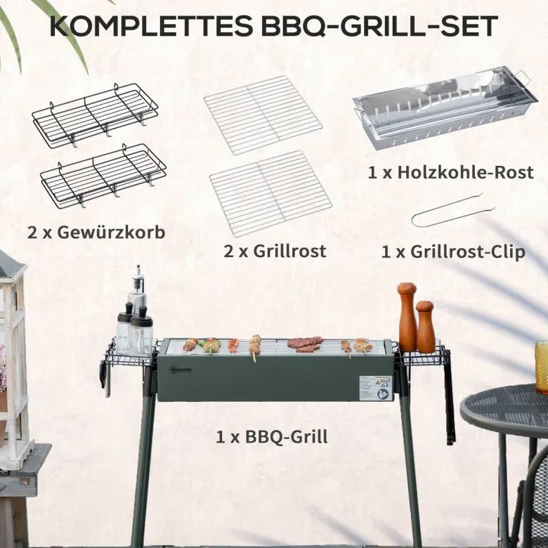 Outsunny Holzkohlegrill Stahl B/H/L: ca. 30x70x77 cm