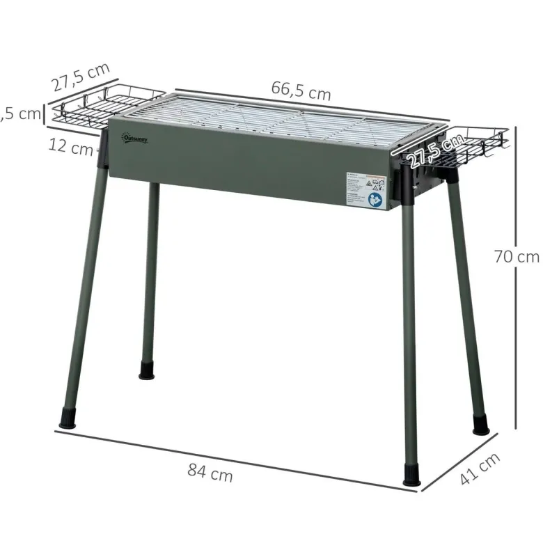 Outsunny Holzkohlegrill Stahl B/H/L: ca. 30x70x77 cm