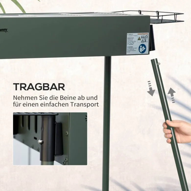 Outsunny Holzkohlegrill Stahl B/H/L: ca. 30x70x77 cm