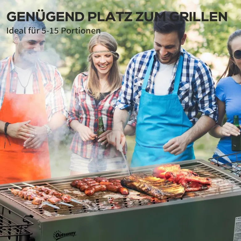 Outsunny Holzkohlegrill Stahl B/H/L: ca. 30x70x77 cm