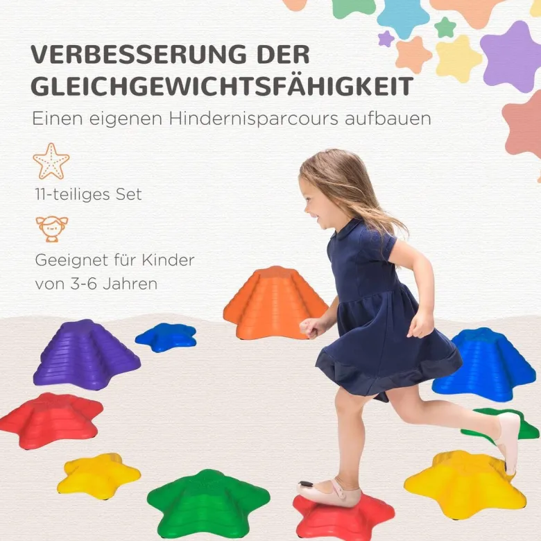 Outsunny Kinder Balanciersteine 11-tlg. B/H/L: ca. 40,5x40,5x20 cm