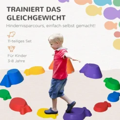 Outsunny Kinder Balanciersteine 11-tlg. B/H/L: ca. 31x42x20 cm