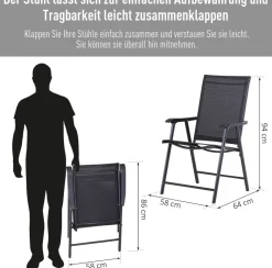 Outsunny Klappsessel grau Metall B/H/T: ca. 58x94x64 cm