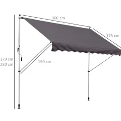 Outsunny Klemm-Markise grau B/H/L: ca. 300x280x150 cm