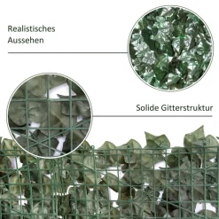 Outsunny Künstliche Hecke dunkelgrün Kunststoff H/L: ca. 100x240 cm