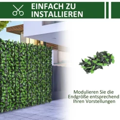 Outsunny Künstliche Hecke grün Kunststoff H/L: ca. 100x300 cm