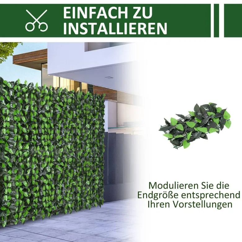 Outsunny Künstliche Hecke grün Kunststoff H/L: ca. 100x300 cm