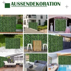 Outsunny Künstliche Hecke grün Kunststoff H/L: ca. 100x300 cm